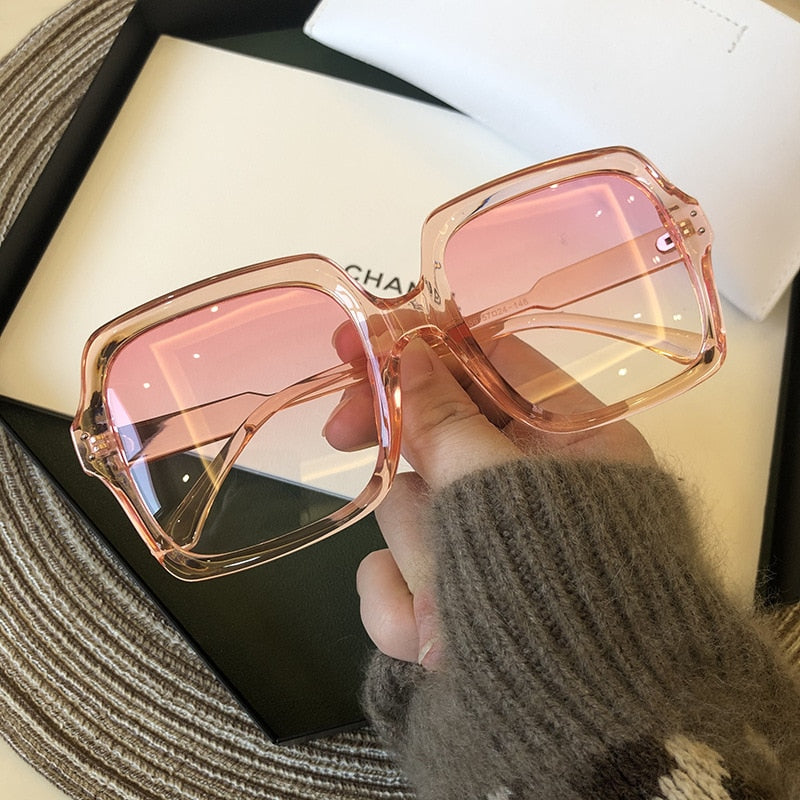 Vintage Oversize Square Sunglasses Women Luxury Brand Big Frame Women Sun Glasses Black Fashion Gradient Female Glasses Oculos