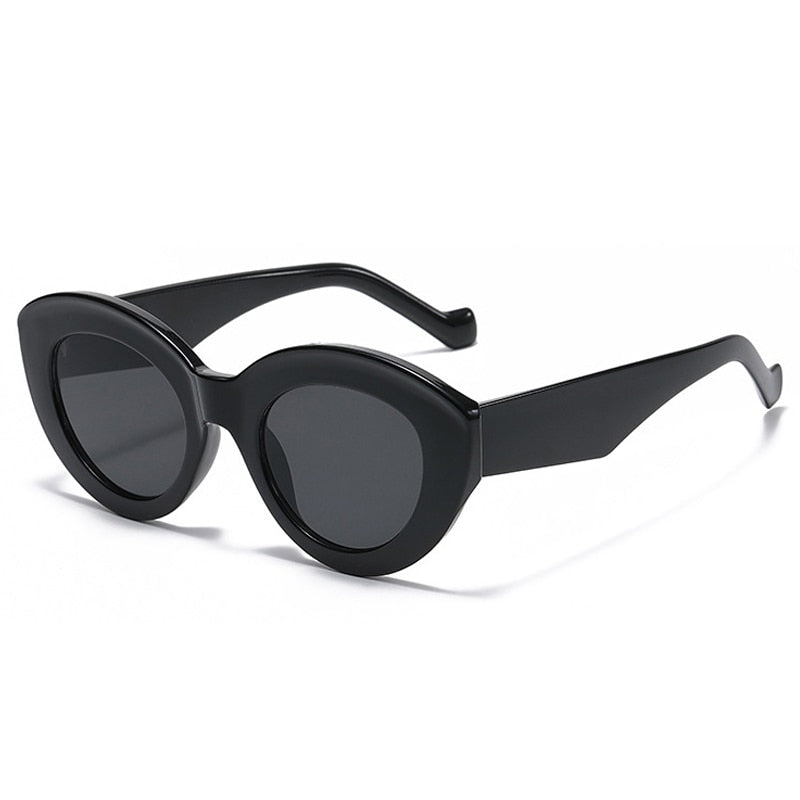 SO&EI Ins Popular Fashion Oversized Cat Eye Women Sunglasses Retro Leopard Shades UV400 Men Trending Oval Sun Glasses