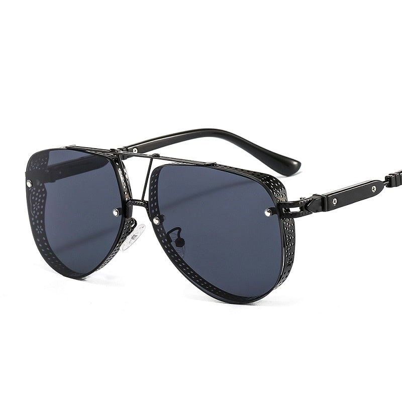 2021 New Hollow Pattern Oval Sunglasses Men Women Luxury Trend Brand Designer Metal Alloy Frame Gradients Lens conspicuous Pilot