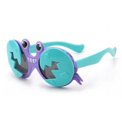 Ralferty Cool Baby Kids Sunglasses Girls Boys Cartoons Crab Flip Up Sun Glasses Funny Child Shades Unbreakable Soft Frame Oculo