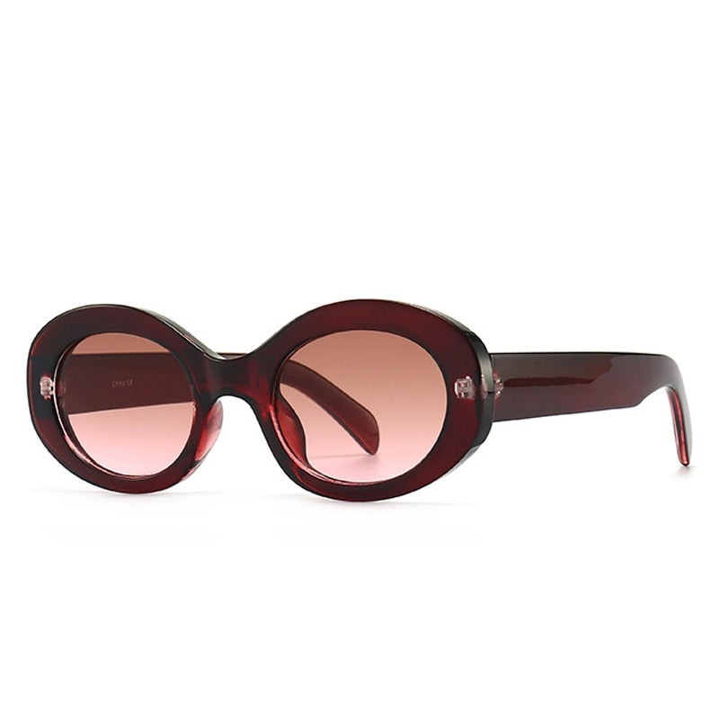 SO&EI Fashion Oval Women Sunglasses Shades UV400 Brand Designer Men Retro Round Leopard Sun Glasses