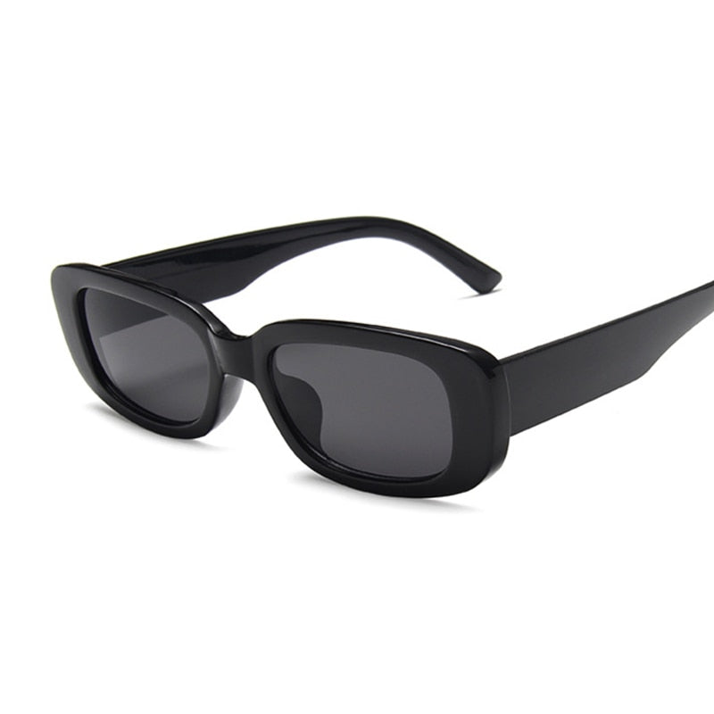Vintage Black Square Sunglasses Woman Luxury Brand Small Rectangle Sun Glasses Female Gradient Clear Mirror Oculos De Sol