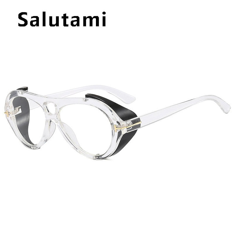 New Luxury Brand Punk Sunglasses For Women Vintage Thick Sun Glasses Men Retro Round Black Yellow Gradient Eyewear Female Shade