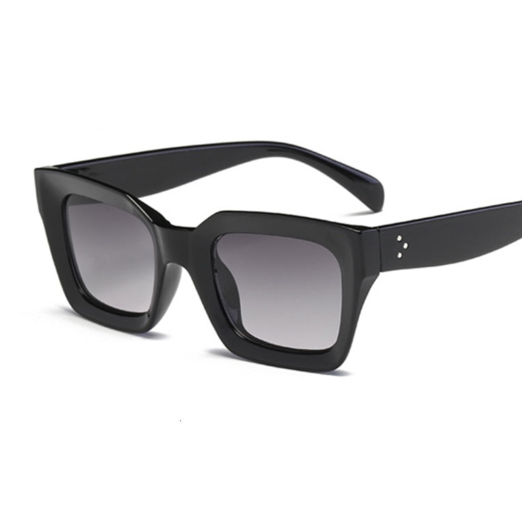 New Fashion Women Luxury Brand Square Sunglasses Ladies Vintage Oversized Sun Glasses Female Big Frame Uv400 Shades Black