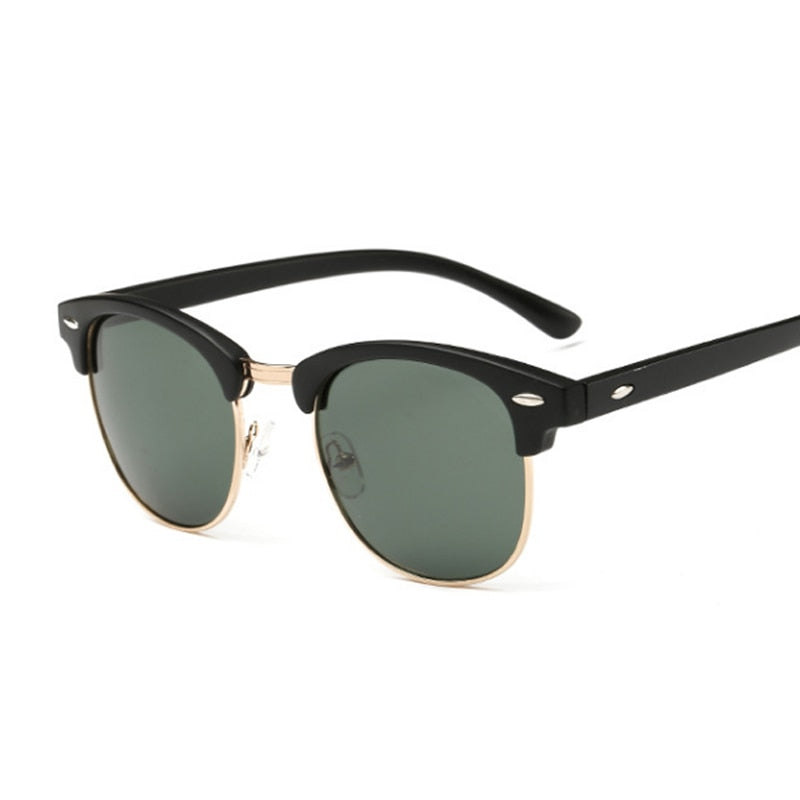 Polarized Man Sunglasses Vintage Brand Designer Sun Glasses Woman Semi Rimless Classic Rivet Retro Male Female Oculos De Sol