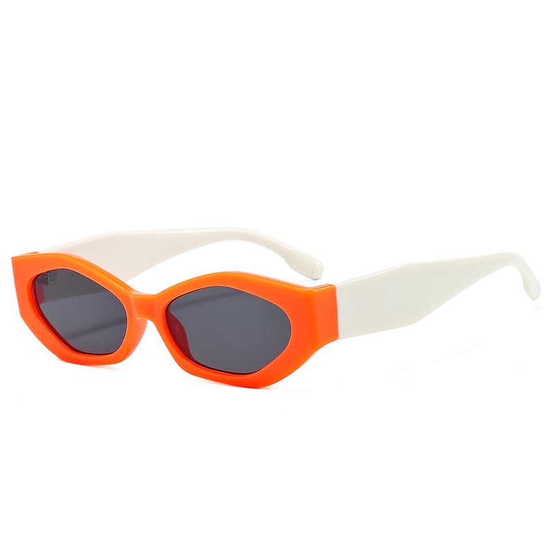 SO&EI Ins Popular Fashion Polygon Cat Eye Women Sunglasses Retro Colorful Oval Eyewear Shades UV400 Men Trending Sun Glasses
