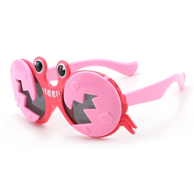 Ralferty Cool Baby Kids Sunglasses Girls Boys Cartoons Crab Flip Up Sun Glasses Funny Child Shades Unbreakable Soft Frame Oculo