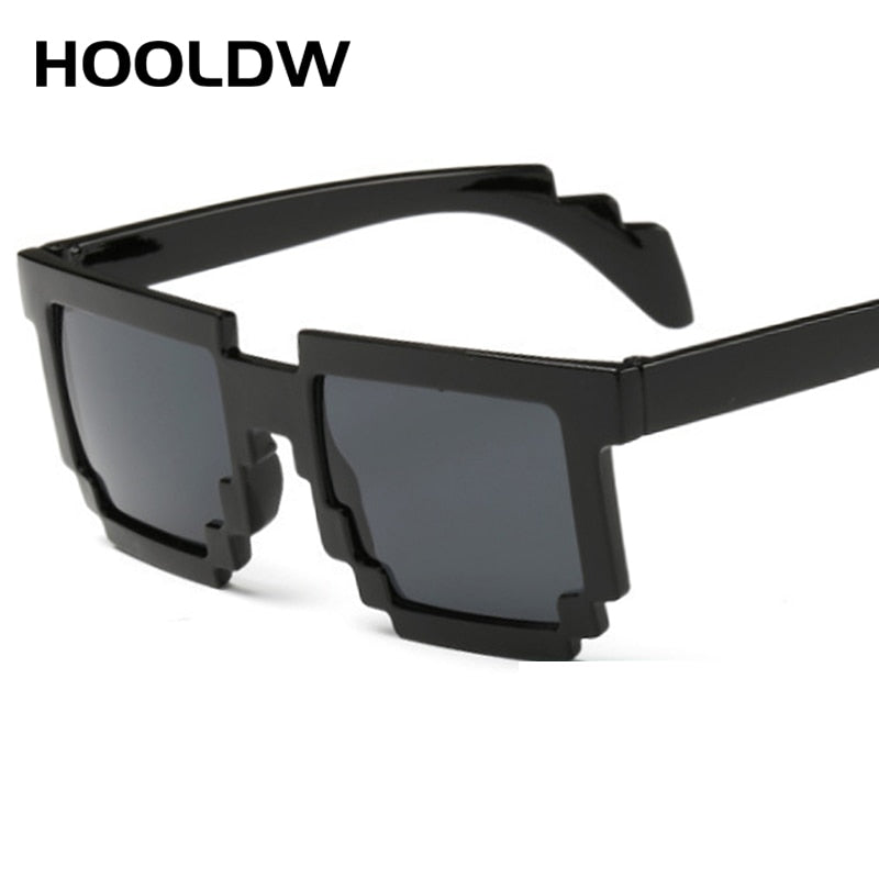 HOOLDW Fashion Kids Sunglasses Smaller Size Square Mosaic Children Glasses Boys Girls Sports Goggles Glasses Pixel Eyewares