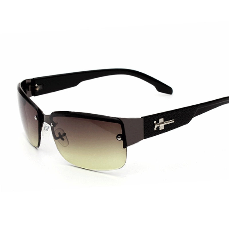 Classic Vintage Semi-Rimless Men Sunglasses Square Gradient Mirror Sun Glasses Male Retro Outdoor Driving Oculos De Sol