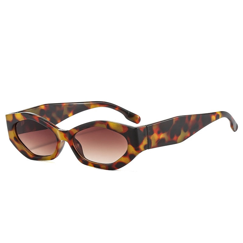 SO&EI Ins Popular Fashion Polygon Cat Eye Women Sunglasses Retro Colorful Oval Eyewear Shades UV400 Men Trending Sun Glasses