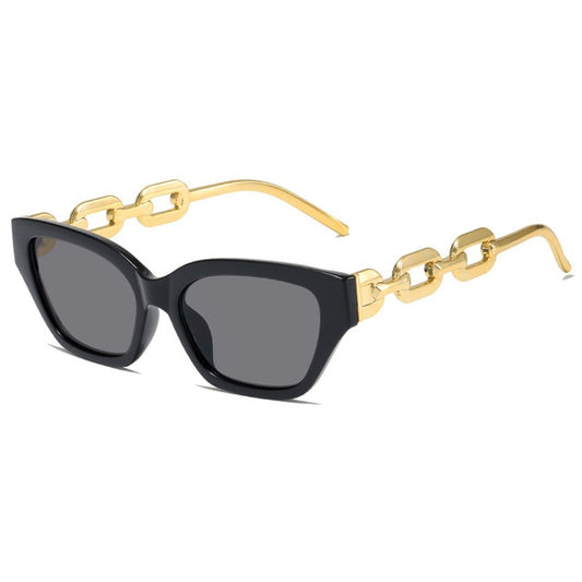 INS Vintage Cat Eye Sunglasses Women 2022 Trend New Fashion Small Metal Chain Sunglasses Elegant Eyeglasses Fashion Black Shades