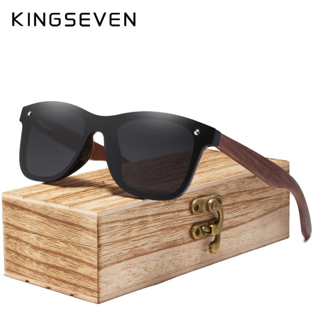 KINGSEVEN Fashion Men Sunglasses Polarized Walnut Wood Mirror UV400 Lens Sun Glasses Women Brand Design Colorful Shades Handmade