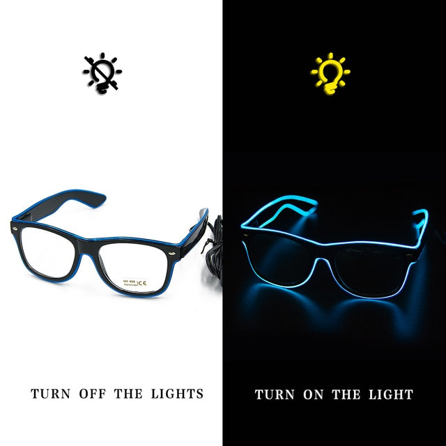 Led Glasses Neon Party Flashing Glasses EL Wire Glowing Gafas Luminous Bril Novelty Gift Glow Sunglasses Bright Light Supplies