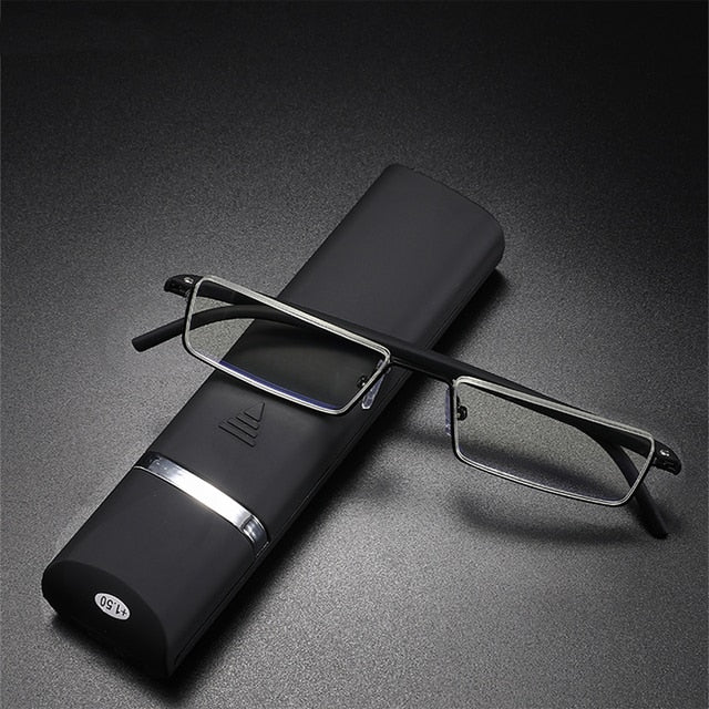 May Flower TR90 Presbyopic Glasses Man Blue Light Reading Glasses Men Metal Square Glasses For Sight Plus Lenses +1.75+2.25+2.75