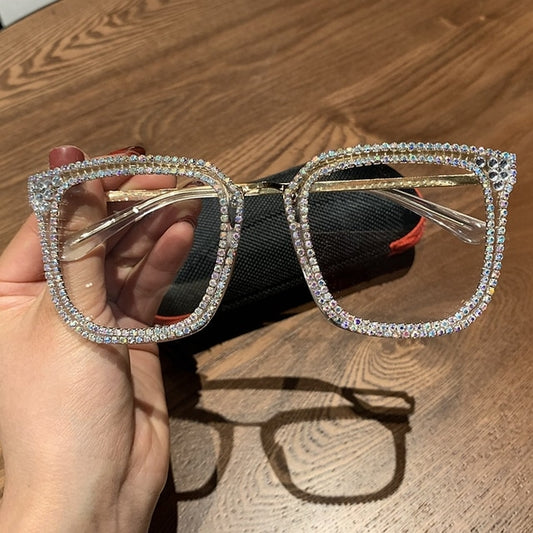 Vintage Rhinestone Clear Lens Fashion Glasses | Women & Men | Luxury Optical Eyewear
