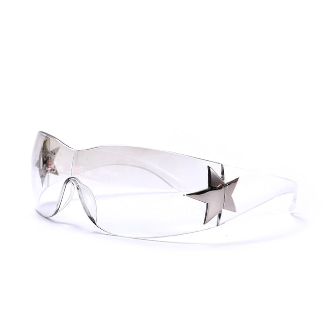 Punk One Piece Sunglasses Goggle New Y2k Luxury Brand Sun Glasses 2000's Shades Eyewear UV400 Female Designer Five Star Glasses