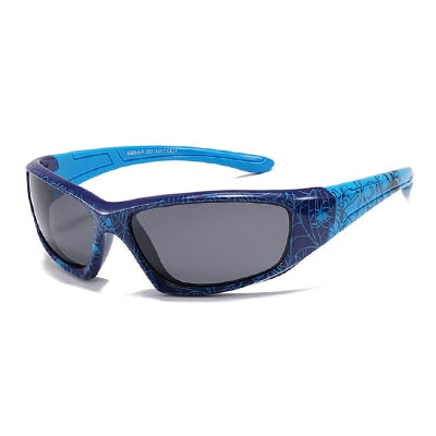 Ralferty Cool Kids Sunglasses Polarized Anti UV400 Outdoor Riding Sport Sun Glasses Child Boy Girl Spider Cobweb Shade 3-9 Year