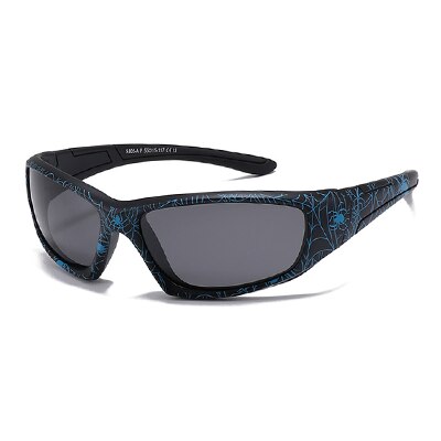 Ralferty Cool Kids Sunglasses Polarized Anti UV400 Outdoor Riding Sport Sun Glasses Child Boy Girl Spider Cobweb Shade 3-9 Year