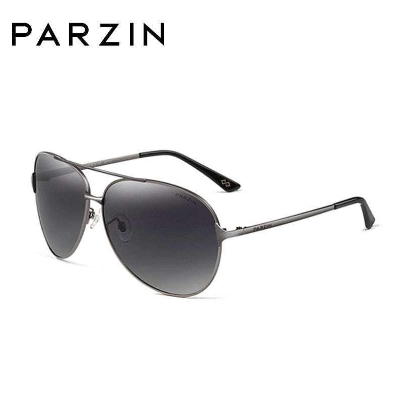 PARZIN Classic Aviation Men Sunglasses Brand Design Alloy Frame Pilot Polarized Sun Glasses For Driving Male Black UV400