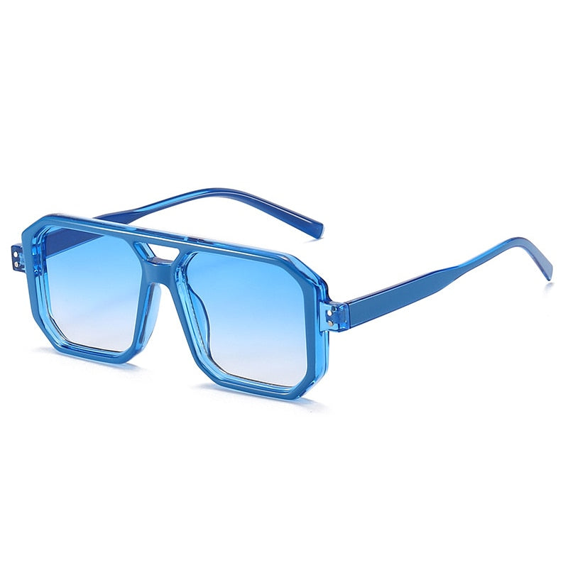 SHAUNA Retro Square Double Bridges Women Sunglasses Fashion Candy Colors Clear Gradient Shades UV400 Men Rivets Sun Glasses