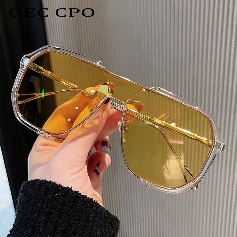 Oversized Sunglasses Women 2022 New Unique One Piece Sunglasses For Men UV400 Fashion Punk Glasses Trending Female Eyeglasses