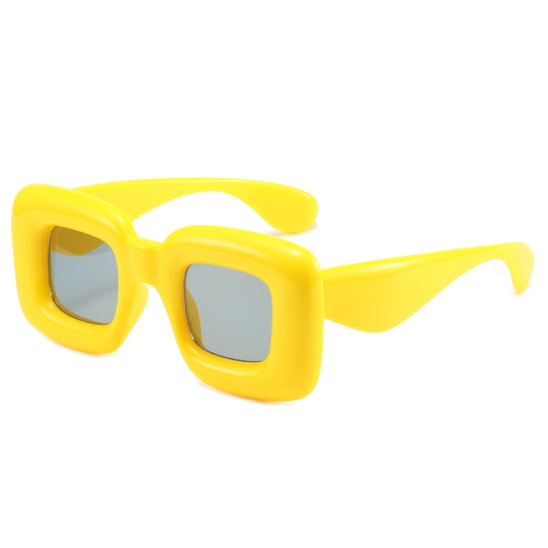 SO&EI Retro Y2K Square Candy Color Women Sunglasses Shades UV400 Fashion Brand Designer Men Red Yellow Unique Sun Glasses