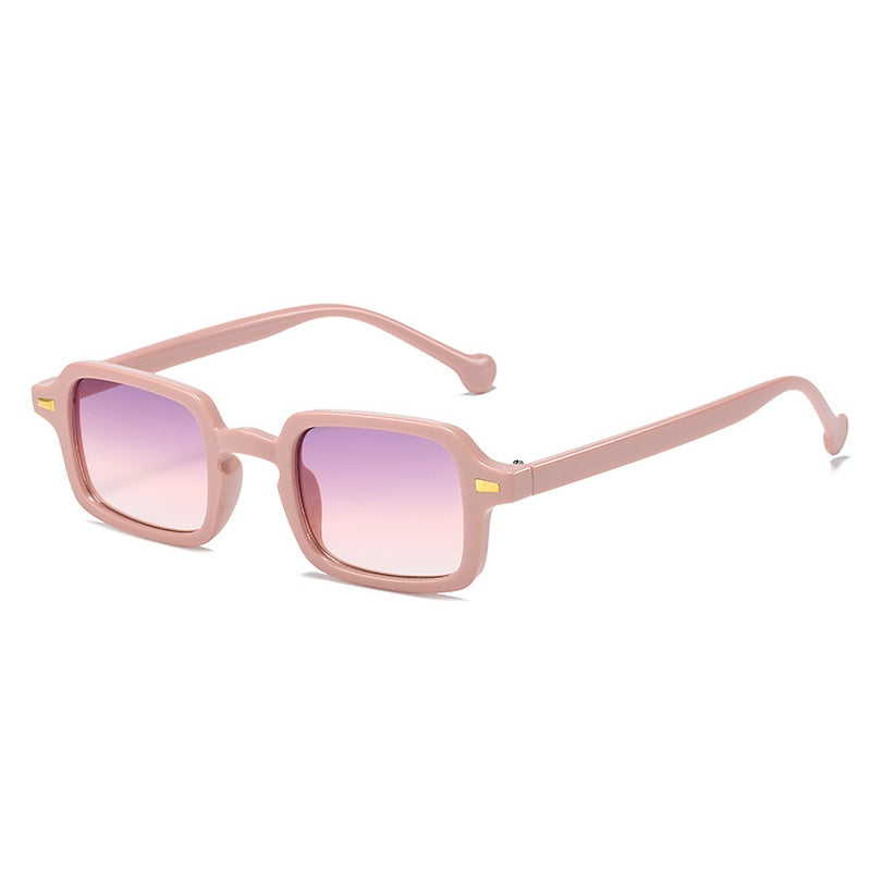 SO&EI Fashion Square Sunglasses Women Retro Rivets Decoration Gradient Shades UV400 Men Leopard Blue Sun Glasses