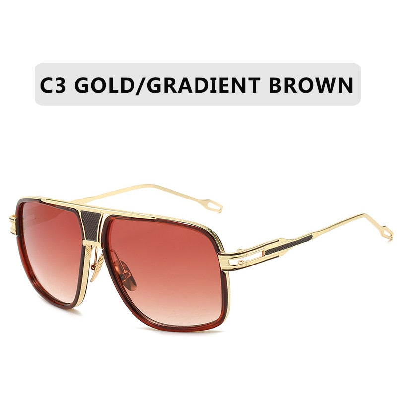 Classic Luxury Men Sunglasses Glamour Fashion Brand Sun Glasses For Women Mirrored Retro Vintage Square Designer Shades