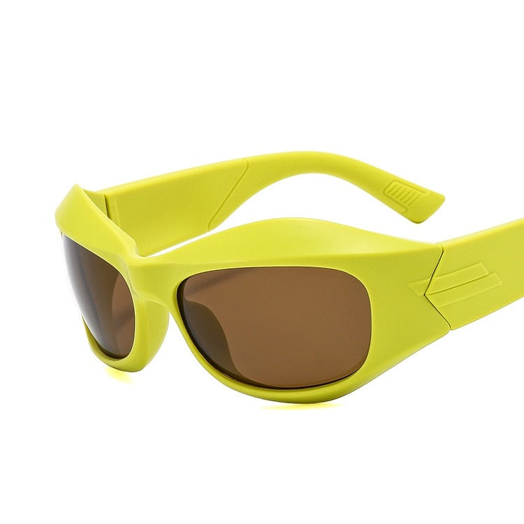 Unique Irregular Hip Hop Sunglasses For Women New Brand Stripe Leg Arc Cool Sun Glasses Men Y2K Vintage Gothic Shades Goggles