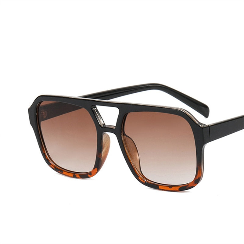 Fashion Square Sunglasses Women Vintage Frame Female Double Beam Sun Glasses Ocean Gradient Retro Designer Outdoor Oculos De Sol