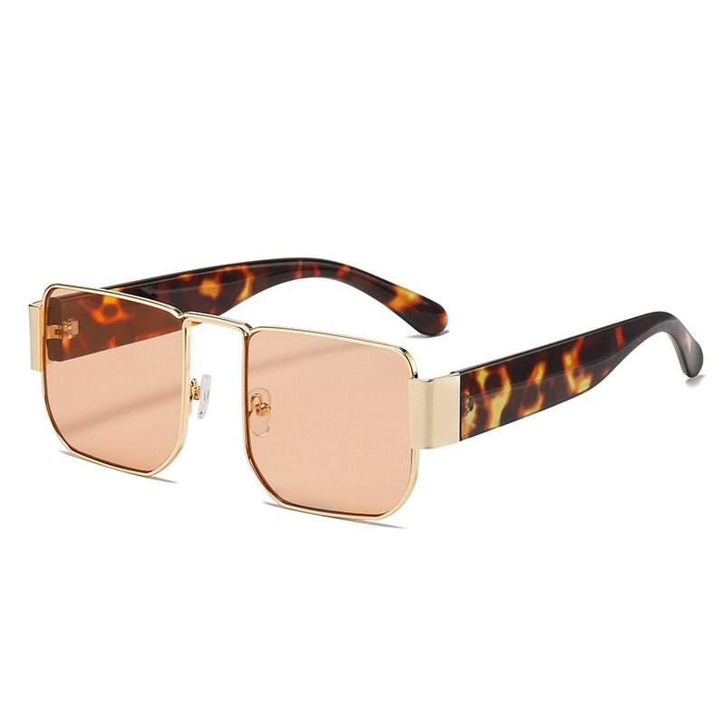 SO&EI Retro Square Women Sunglasses Shades UV400 Men Fashion Brand Designer Trending Metal Dark Green Sun Glasses