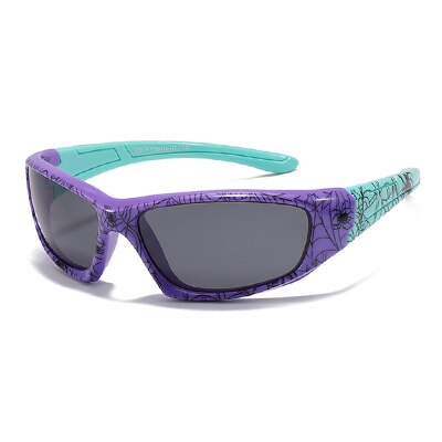 Ralferty Cool Kids Sunglasses Polarized Anti UV400 Outdoor Riding Sport Sun Glasses Child Boy Girl Spider Cobweb Shade 3-9 Year