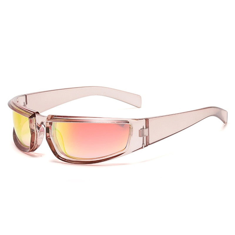 SO&EI Retro Y2K Punk Women Sunglasses Fashion Colorful Mirror Shades UV400 Eyewear Men Outdoor Sports Driving Goggles