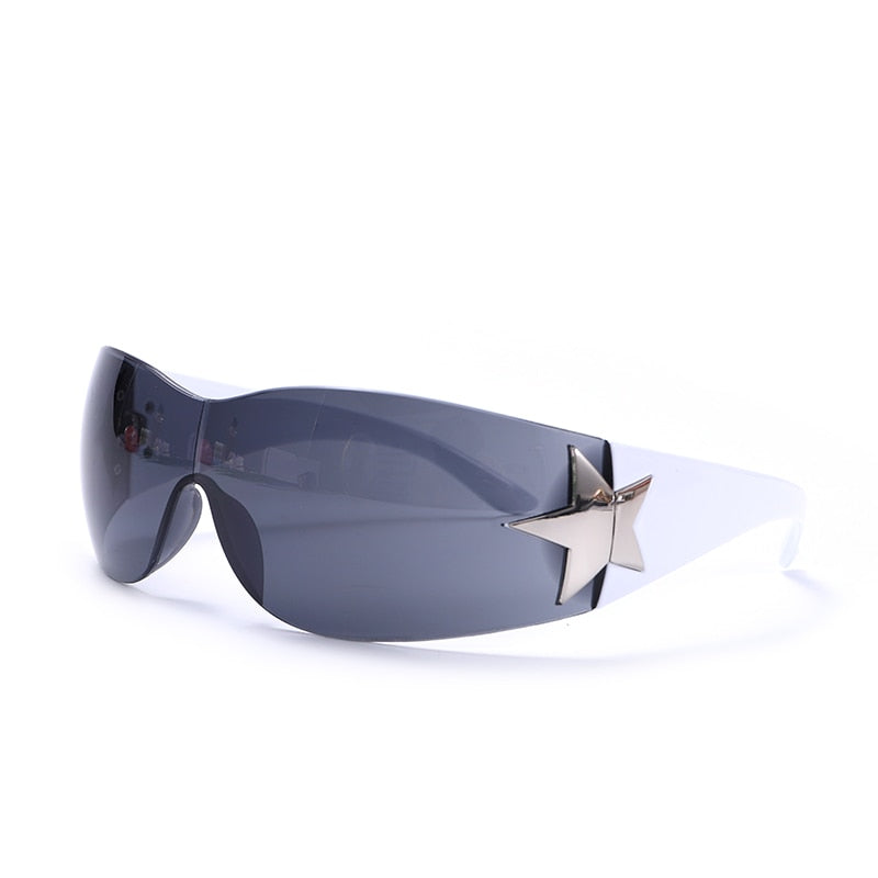 Punk One Piece Sunglasses Goggle New Y2k Luxury Brand Sun Glasses 2000's Shades Eyewear UV400 Female Designer Five Star Glasses