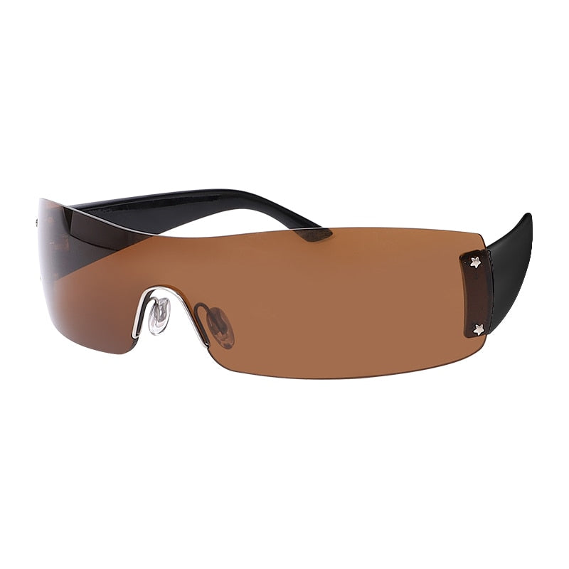 Punk One Piece Sunglasses Goggle Y2k Luxury Brand Wrap Around Sun Glasses 2000's Shades Eyewear UV400 Female Designer Eyeglasses