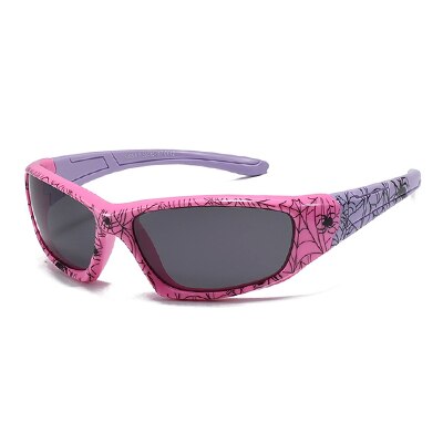Ralferty Cool Kids Sunglasses Polarized Anti UV400 Outdoor Riding Sport Sun Glasses Child Boy Girl Spider Cobweb Shade 3-9 Year