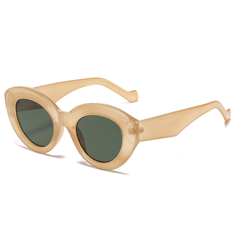SO&EI Ins Popular Fashion Oversized Cat Eye Women Sunglasses Retro Leopard Shades UV400 Men Trending Oval Sun Glasses