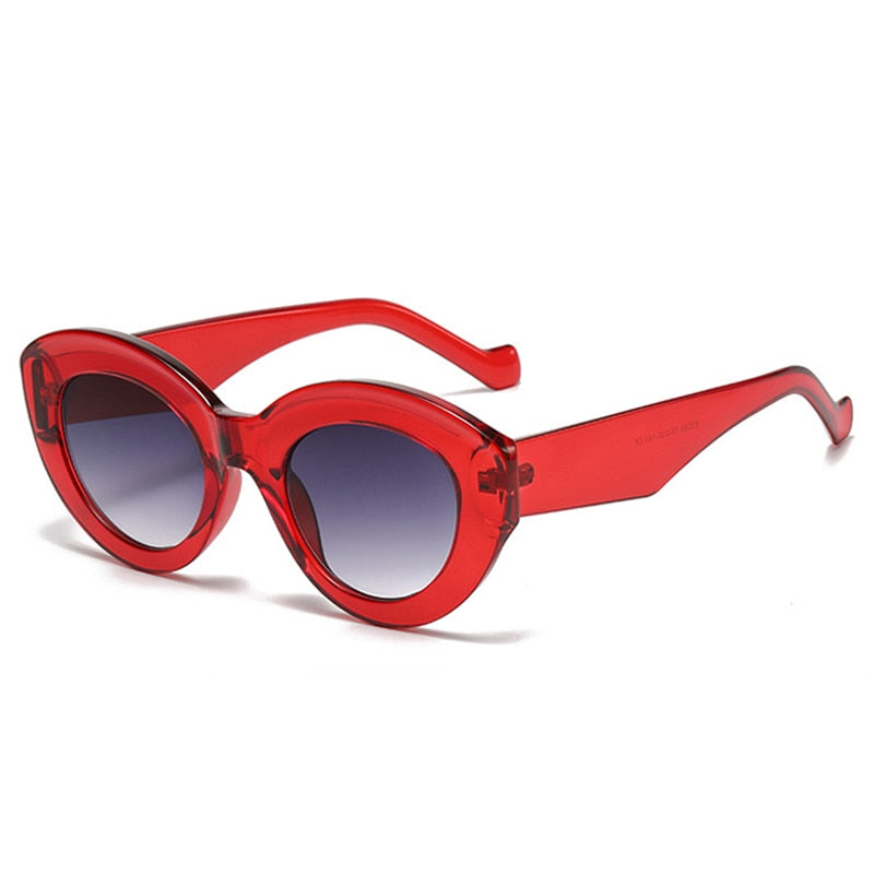 SO&EI Ins Popular Fashion Oversized Cat Eye Women Sunglasses Retro Leopard Shades UV400 Men Trending Oval Sun Glasses