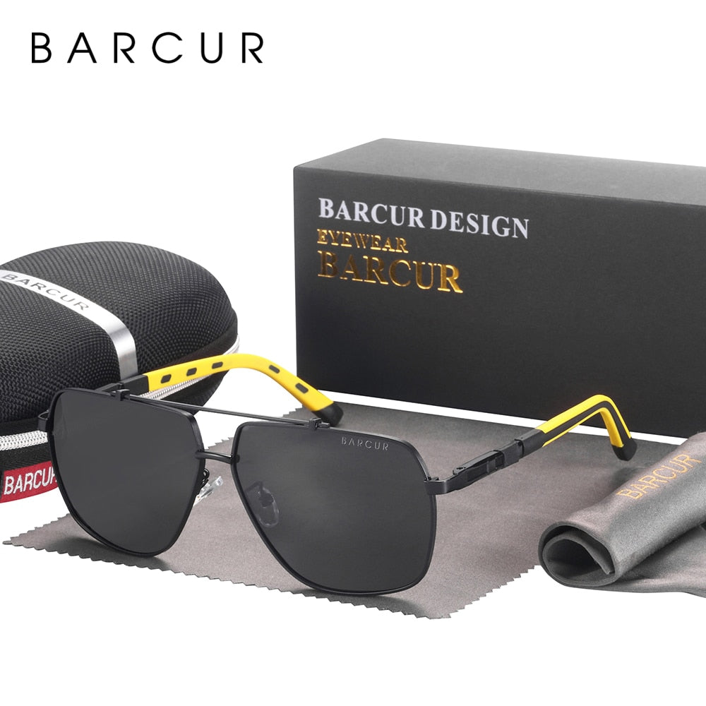 BARCUR Square Mens Sunglasses Polarized Driving Gradient Sun Glasses for Men UV400 Shades Eyewear Oculos Gafas De Sol