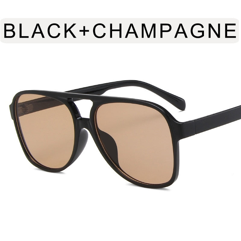 Vintage Oversized Sunglasses Women Retro Brand Big Frame Sun Glasses Female Black Yellow Ins Style Square Glasses Oculos De Sol
