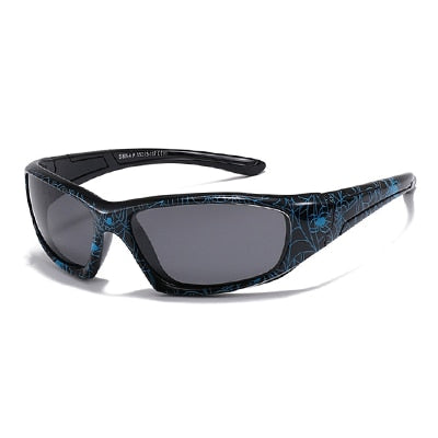 Ralferty Cool Kids Sunglasses Polarized Anti UV400 Outdoor Riding Sport Sun Glasses Child Boy Girl Spider Cobweb Shade 3-9 Year