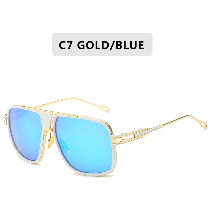 Classic Luxury Men Sunglasses Glamour Fashion Brand Sun Glasses For Women Mirrored Retro Vintage Square Designer Shades