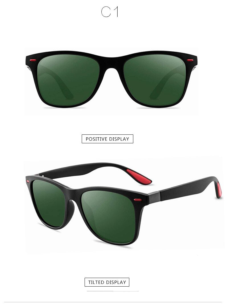 Classic Square Polarized Sunglasses | Women & Men | UV400 Rivet Mirror Vintage Driving