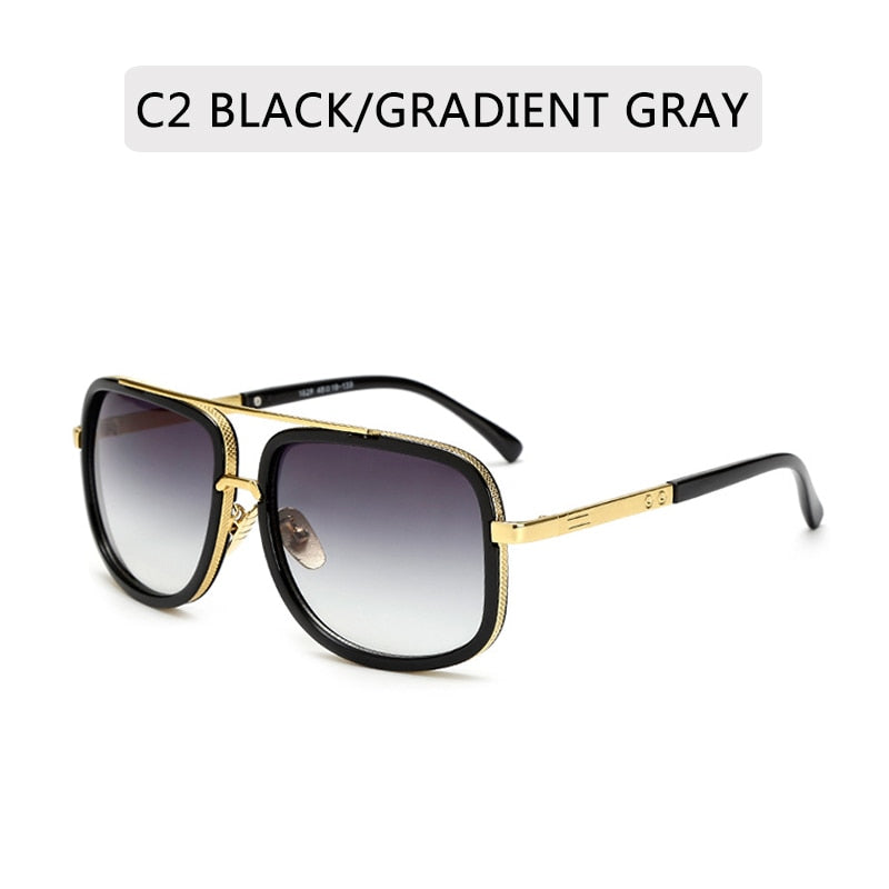 Classic Luxury Men Sunglasses Glamour Fashion Brand Sun Glasses For Women Mirrored Retro Vintage Square Designer Shades