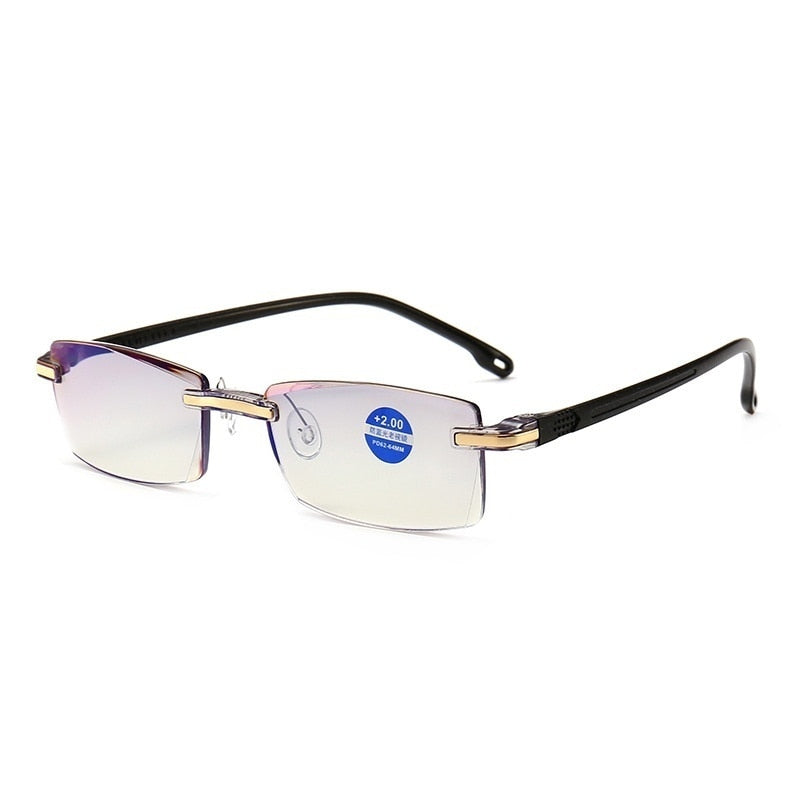 Frameless Square Reading Glasses for Men Women's Anti Blue Light Computer Eyeglasses Far Sight Presbyopia Reader Glasses Women