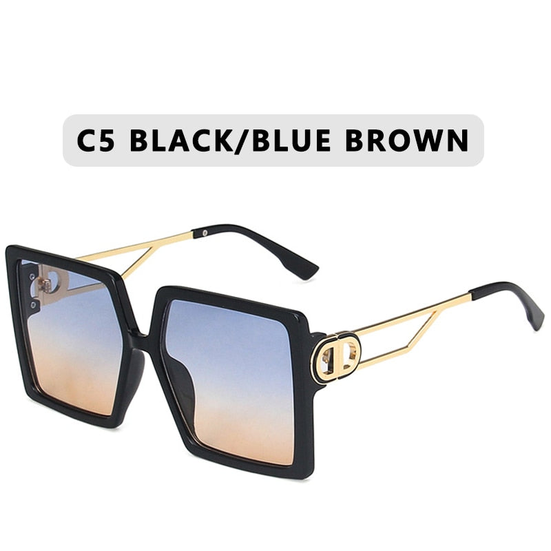 Retro Double Bridges Women Sunglasses Brand Design Fashion Gradient Eyewear Trending Hollow Driving Sun Glasses Men Shades