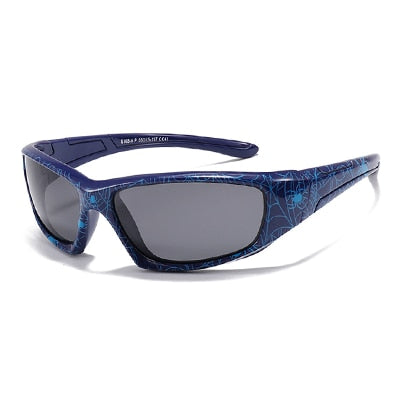 Ralferty Cool Kids Sunglasses Polarized Anti UV400 Outdoor Riding Sport Sun Glasses Child Boy Girl Spider Cobweb Shade 3-9 Year