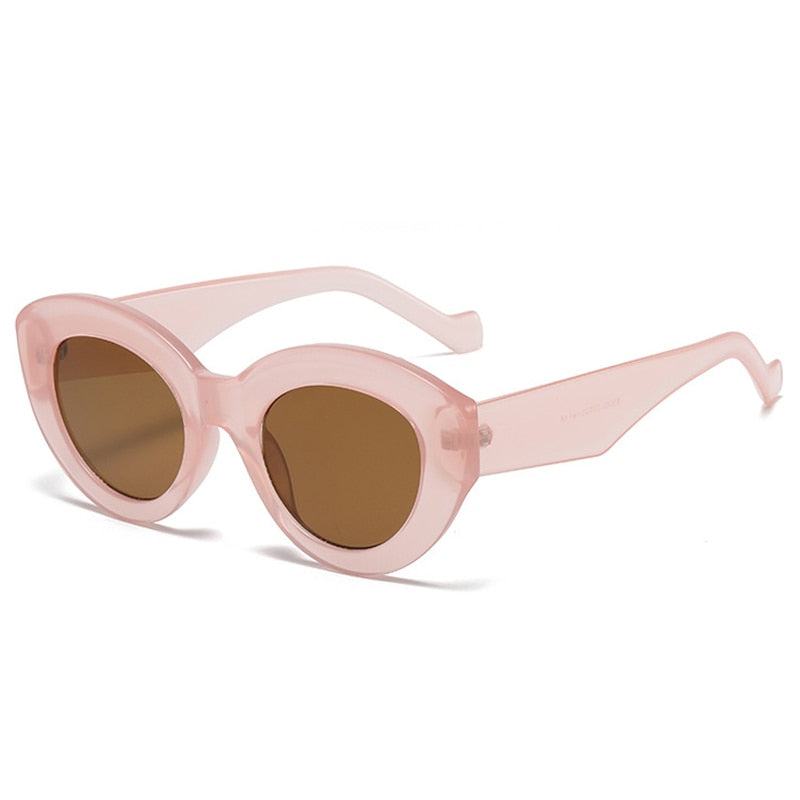SO&EI Ins Popular Fashion Oversized Cat Eye Women Sunglasses Retro Leopard Shades UV400 Men Trending Oval Sun Glasses
