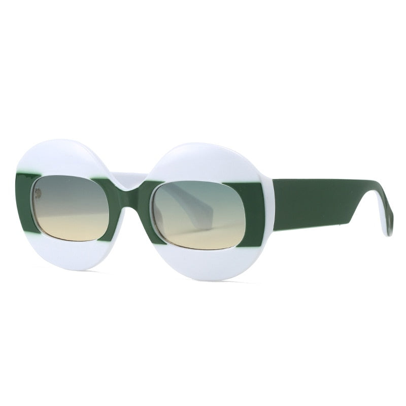 SO&EI Fashion Round Contrast Color Women Sunglasses Retro Oval Clear Gradient Lens Shades UV400 Men Trending Punk Sun Glasses