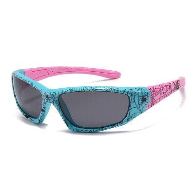 Ralferty Cool Kids Sunglasses Polarized Anti UV400 Outdoor Riding Sport Sun Glasses Child Boy Girl Spider Cobweb Shade 3-9 Year